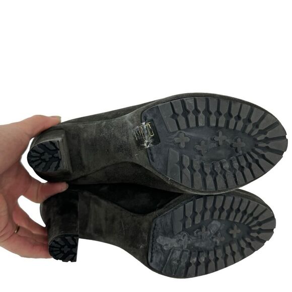 Miu Miu Booties Lace Up Suede Leather Ankle Boots Block High Heel Round Toe 39 - Picture 11 of 16